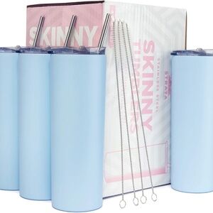 STRATA CUPS Periwinkle Skinny Tumbler with Lid and Straw (4 Pack) - 20 Oz